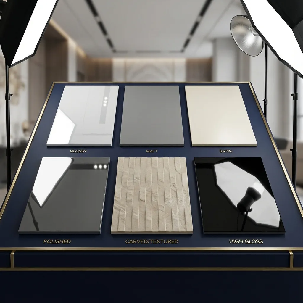 Porcelain Tile Finishes Wholesale: Understanding Glossy, Matt, Satin, Polished, Carving and High Gloss for Commercial Buyers